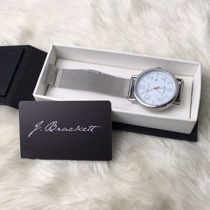 Mens j brackett metal mesh band wristwatch